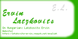 ervin latzkovits business card